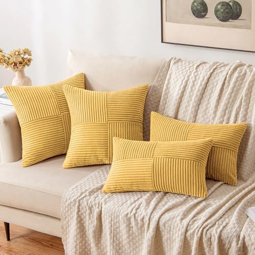 MIULEE Golden Mustard Decorative Lumbar Throw Pillow Covers 12x20 in 2 Pack - Image 4