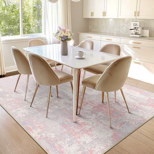 RELEANY Washable 8'x10' Abstract Area Rug for Living Room Gray Pink - Image 6