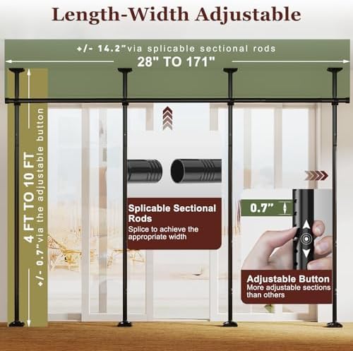 Goovilla Room Divider for Room Separation, 4-10ft(H) 28-171inch(W), Black - Image 2