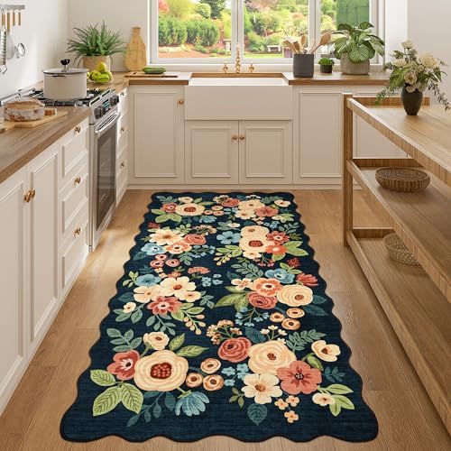 DUKINO 3x6 Hallway Runner Rug, Washable Kitchen Rug Non Slip, Navy Blue - Image 5