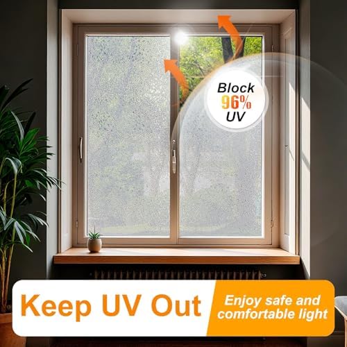 Window Privacy Film, Ripple Decorative Static Cling Glass Sticker No Glue Removable Window Tint with Installation Tools, Anti-UV Front Door Glass Covering for Home, 23.6" x 157.4" - Image 4