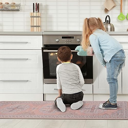 Srugn Washable Kitchen Runner Rug 2x8 Rug Runners for Hallways- Light Pink - Image 4