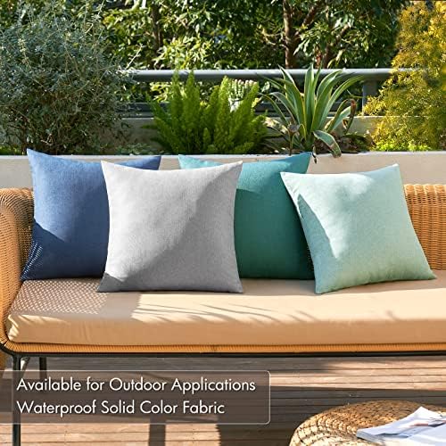 MIULEE Pack of 4 Decorative Outdoor Throw Pillow Covers Linen Waterproof Pillow Covers Summer Farmhouse Cushion Cases for Patio Garden Tent Balcony Couch Sofa 16x16 Inch Blue - Image 2