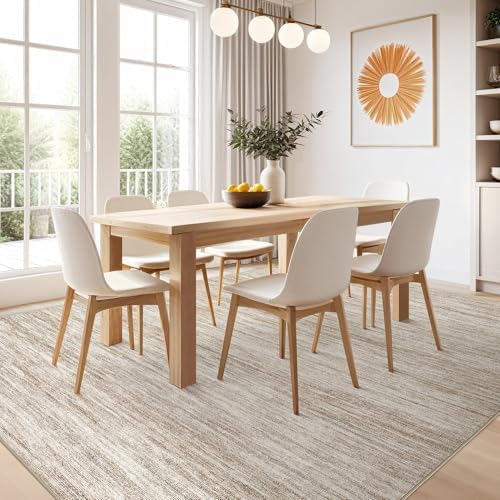 Nakagishi 8X10 Area Rugs Living Room: Washable Large Vintage Rug Neutral Non-Slip Soft Stain Resistant Indoor Carpet for Bedroom Nursery Dining Room Office Playroom - Brown-01 - Image 7
