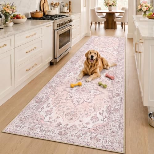 RELEANY Washable Area Rug, Runner 3'x10', Pink - Image 2