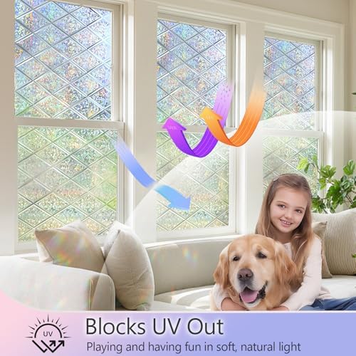 KESPEN Stained Glass Rainbow Window Privacy Film Static Cling,17.5Inx13.1Ft - Image 3