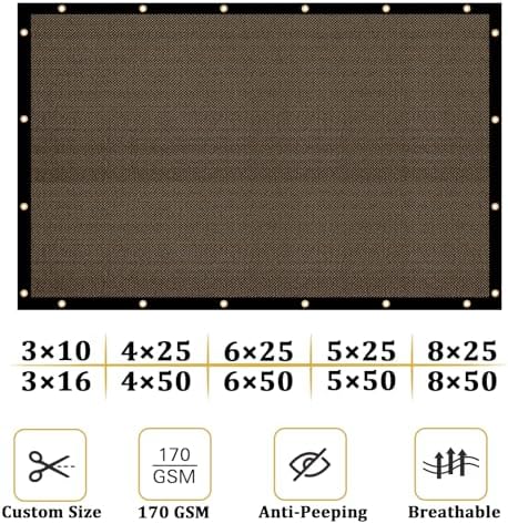 Shade&Beyond 5' X 50' Fence Privacy Screen Heavy Duty 170 GSM Fencing Mesh Shade Net Cover for Wall Garden Back Yard Outdoor Home Decoration, Brown - Image 3