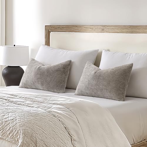 MIULEE Decorative Lumbar Throw Pillow Covers 12x20 Inch Light Gray 2 Pack - Image 3