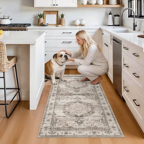 Washable Area Rugs 2x4 Entryway: Soft Ultra Thin Low Pile Mat Machine Washable Indoor Doormat Lightweight Entry Rug Anti Slip Backing Rugs for Living Room Bedroom Kitchen 2'x4' Beige by YOUFORTONG