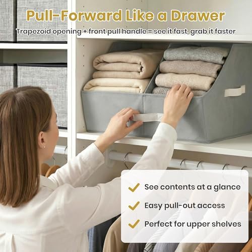 HOMELUX THEORY Closet Organizers Storage, Small Collapsible Bin 3pc, Ivory - Image 4