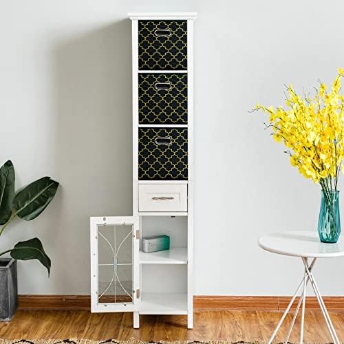 Black Foldable Storage Cubes Bins , Fabric Storage Box Cubes Organizer Baskets with Dual Handles for Home Organizer Black Gold - Image 5