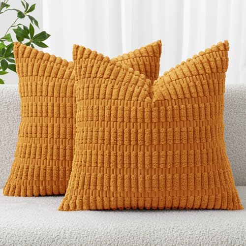 MIULEE Fall Decorative Throw Pillow Covers 16x16 Burnt Orange Pack of 2 by MIULEE