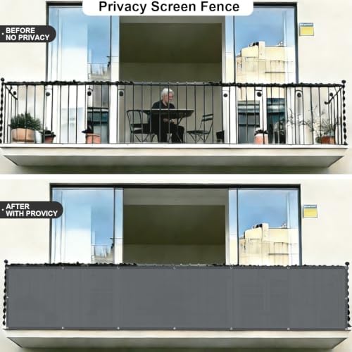 COOLBOYS Customized 3.3'x8' Dark Grey Balcony Privacy Screen Fence Cover - Image 4