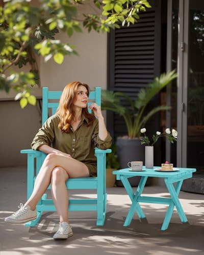SERWALL Small Folding Side Table, HDPE Outdoor End Table, Aruba - Image 2