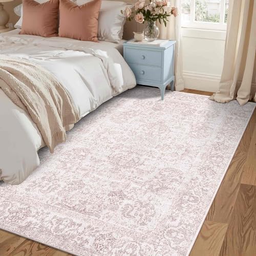 Rugxara 3x5 Entryway Rug,Pink Vintage Boho Bedroom Area Rug - Image 2