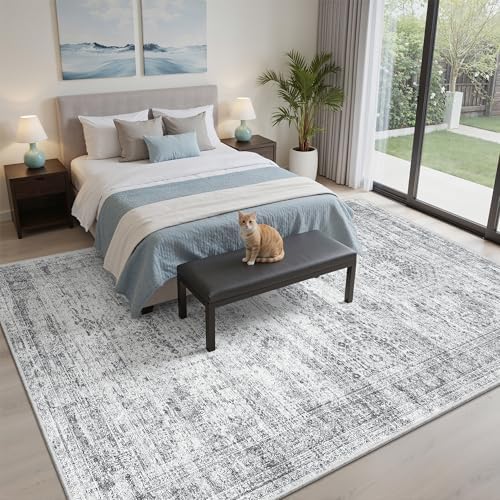 Soalmost 6x9 Area Rug for Living Room Washable Rugs Non-Slip Grey - Image 2