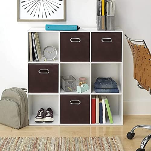 Fabric storage bins Cubes, Fabric Cube Organizer with Handle, Foldable Cube Bins for Cloth or Accessary Storage, 11x11x11, Set of 3, (Coffee) - Image 4
