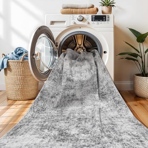 Living Room Area Rug 3x5 - Modern Abstract Washable Bedroom Rugs with Non Slip Rubber Backing Indoor Low Pile Carpet for Office Nursery Soft Ultra Thin Home Decor Floor Mat for Bathroom 3x5 Grey - Image 4