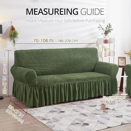 NICEEC Sofa Covers Green Couch Cover Stretch Sofa Slipcovers with Skirt - Image 6