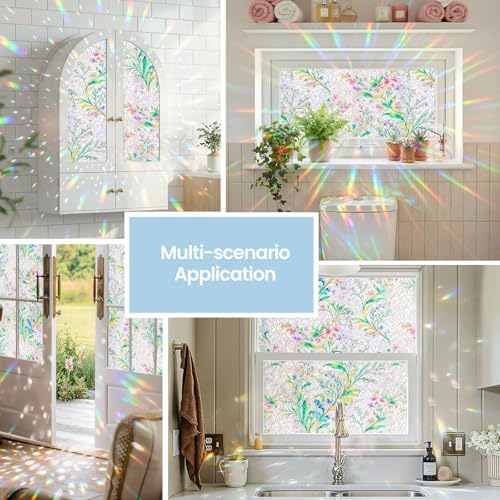 ADD.HERES Rainbow Window Privacy Film, Stained Glass Cling, 17.5" x 78.7" - Image 6