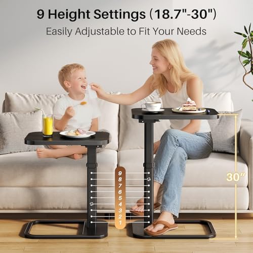 Adjustable Height TV Tray Table for Couch, Flip-Top Design - Image 4