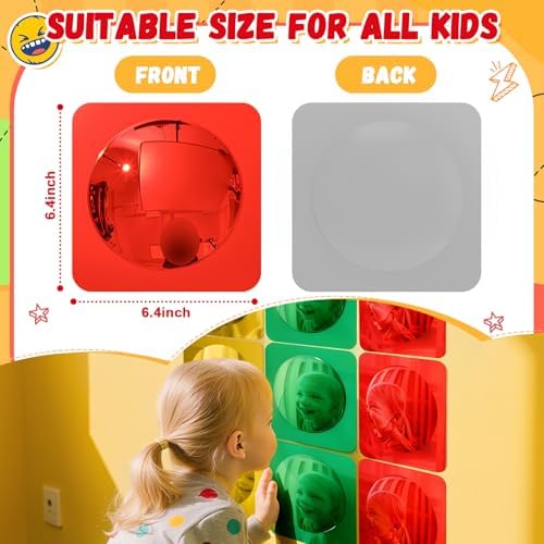 Geiserailie 9 Pcs Sensory Wall Bubble Mirrors, 6 x 6 Inch, CPC Certified - Image 2