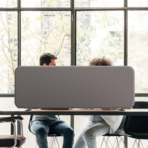 DECOLAB Desk Dividers, Standing Table Partition Panel 48"x18", Sterling - Image 4
