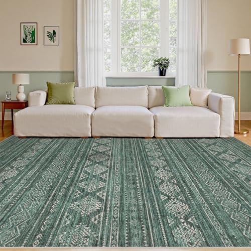 Nakagishi Boho 5x7 Area Rug Living Room Rugs Machine Washable Green - Image 4