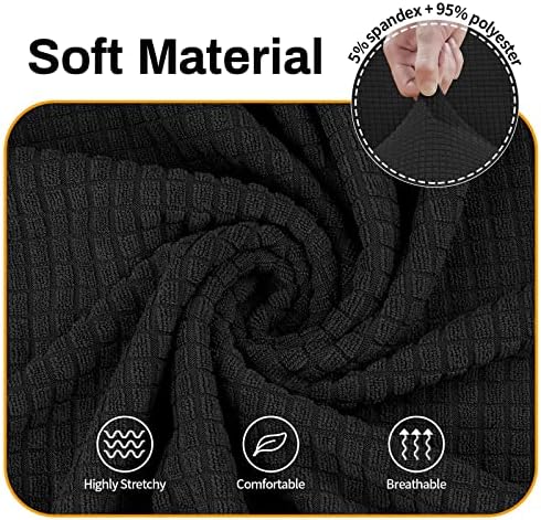 Asnomy Stretch Couch Covers Washable,loveseat Cover Slipcovers,Black - Image 3