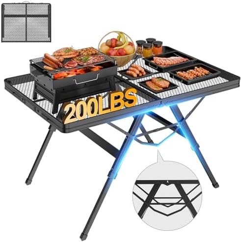WildFinder Folding Grill Table, 3x2 FT Adjustable Height Camping Table by WildFinder