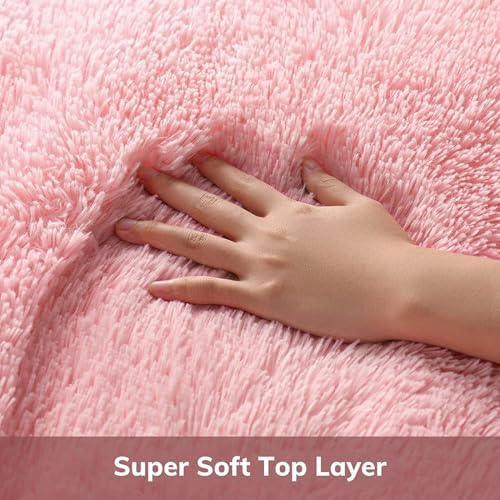Ophanie Pink Round Rug for Bedroom Girls, Kids Fluffy Kawaii Fuzzy Shag Circle Circular Area Rugs, Cute Plush Small Carpet 4Ft 4 Foot, for Baby Home Living Room Decor Aesthetic with 99 pcs Pile fibers - Image 2