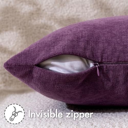 MIULEE Plum Purple Chenille Couch Throw Pillow Covers, 18x18 - Image 3