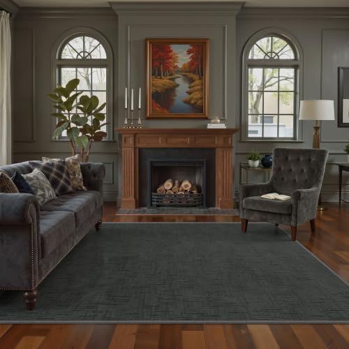Valenrug 6x9 Area Rugs, High Low Pile Washable Rugs for Living Room, Black by Valenrug