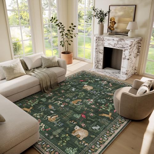 Machine Washable Rugs for Living Room: 6x9 Area Rugs for Bedroom Vintage Rugs Stain Resistant Non Slip Low Pile Soft Carpet Rug for Kitchen Dining Room Farmhouse Nursery Kids Room Indoor by palohom