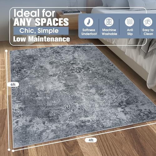 Aelenmu 4x6 Area Rugs for Living Room Washable Bedroom Dining Room Black - Image 2