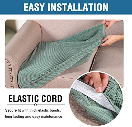 H.VERSAILTEX Super Stretch Individual Seat Cushion Covers Sofa Covers Couch Cushion Covers Slipcover Sets Thick Jacquard Textured Twill Fabric (3 Piece Sofa Cushion Covers, Sage) - Image 5