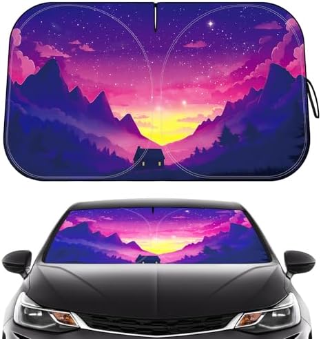 Car Windshield Sun Shade, Foldable Reflective UV Front Sunshade by LEVOTIYER