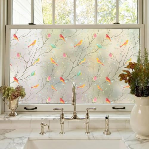 Coavas Stained Glass Window Film, Decorative Frosted Glass Window Privacy Film, Static Cling Non-Adhesive Windows Sticker for Front Door Bathroom Heat Control Anti UV, 29.5 x 118 Inch - Image 5