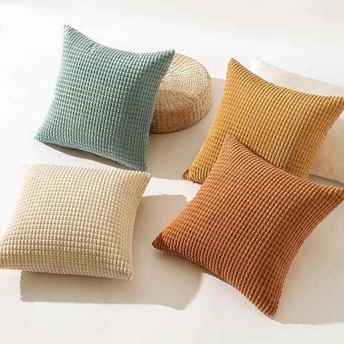 MIULEE Boho Decorative Pillow Covers 20x20 Inch Set of 4 Orange/Teal - Image 4