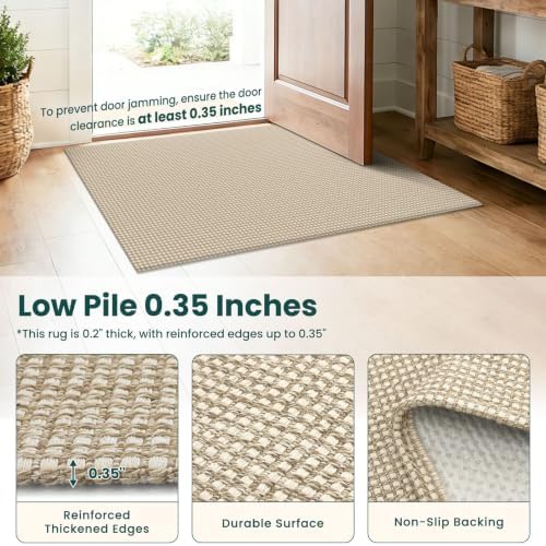 KOZYFLY Braided 2.5'x16' Runners Rugs for Hallway, Extra Long Washable Runner Rug, Woven Non Slip Kitchen Runner, Cotton Entryway Rug, Floor Carpet for Entry, Aisle, Hall, Ivory Beige - Image 5