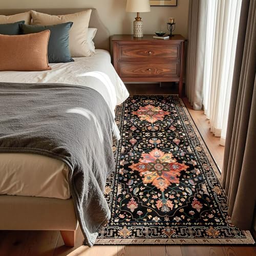 RELEANY Washable Area Rug, Runner 3'x7', Black/Colorful - Image 2