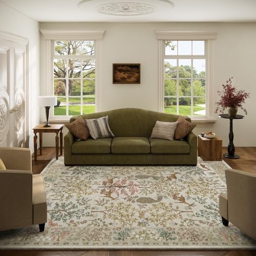 5x7 Area Rugs for Living Room: Washable Rug Vintage Area Rug Stain Resistant Non Slip Low Pile Lightweight Soft Carpets Rugs for Bedroom Dining Room Kitchen Nursery Kids Room Farmhouse Indoor by palohom
