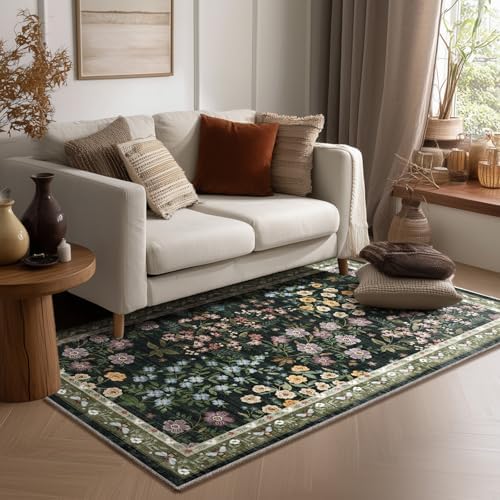 4x6 Washable Area Rugs for Entryway: Small Living Room Rug Stain Resistant Non Slip Low Pile Soft Faux Wool Throw Rugs for Bedroom Kitchen Bathroom Laundry Room Dorm Office Front Door Entry Indoor by palohom