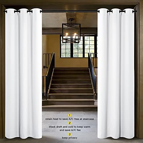 NICETOWN Curtains & Drapes for Door Tapestry, 120 inches Long Door Curtains for Bathroom Pantry Bedroom Closet (White, 1 Panel, 5ft Wide x 10ft Long) - Image 2