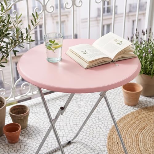 TV Tray Table Set, Folding TV trays Portable Table on Couch, Round&Pink - Image 6