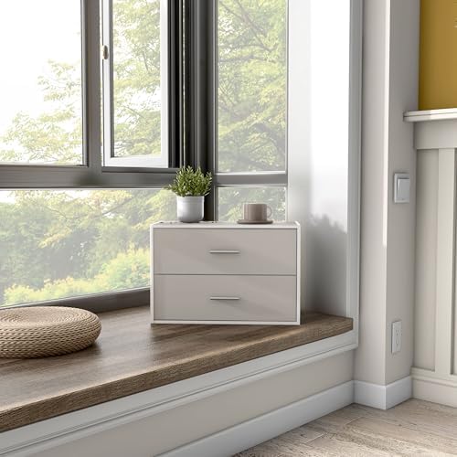 Homes: Inside + Out Apexa 2-Drawer Wooden Stackable Storage Drawers, Small Food Pantry Cabinet, Cajonera De Madera, Underbed Drawer Dorm Teen Room Decor & Bedroom, Home Office, Kitchen, Taupe Grey - Image 6
