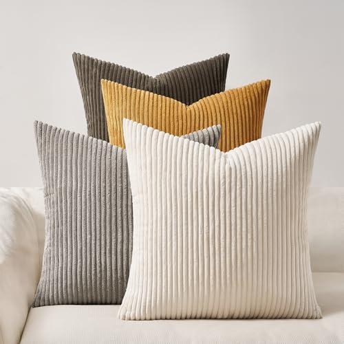 Topfinel Decorative Brown Throw Pillow Covers Cushion Cases, Set of 4 Soft Velvet Modern Double-Sided Designs, Rustic Fall Home Decor, Pillow Inserts Not Included 24x24 inch by Topfinel