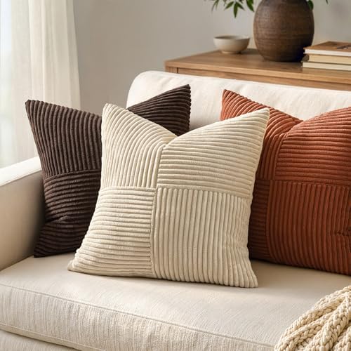 MIULEE Natural Beige Decorative Throw Pillow Covers for Couch 18x18 Inch - Image 3