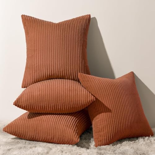 Topfinel Decorative Terracotta Throw Pillow Covers Cushion Cases, Set of 4 Soft Velvet Modern Double-Sided Designs, Rustic Fall Home Decor, Pillow Inserts Not Included 18x18 inch by Topfinel