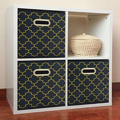 Fabric Cloth Storage Bins,Fabric Cube Organizer with Dual Handles Foldable Cube Storage Baskets for Home Bedroom Storage,Set of 3,(Grey Gold) - Image 5